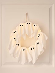 Lights4fun White Halloween LED Ghost Wreath - Image 3 of 6