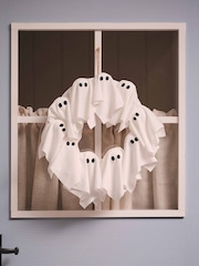 Lights4fun White Halloween LED Ghost Wreath - Image 4 of 6