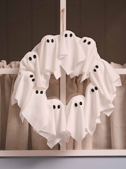Lights4fun White Halloween LED Ghost Wreath - Image 5 of 6