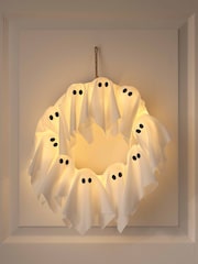 Lights4fun White Halloween LED Ghost Wreath - Image 6 of 6