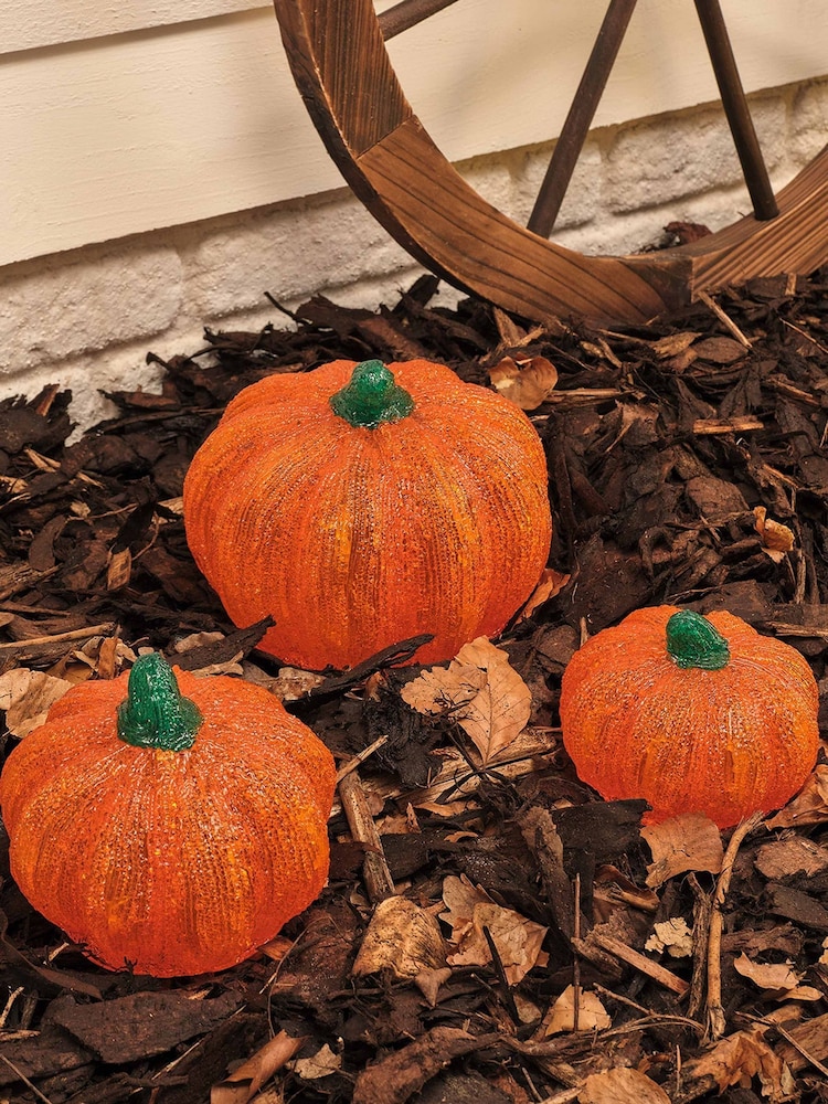 Lights4fun Set of 3 Autumnal Pumpkins With Warm White LED Light - Image 2 of 4 Lights4fun Set of 3 Autumnal Pumpkins With Warm White LED Light - Image 2 of 4