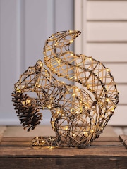 Lights4fun Rattan Sherwood Rattan LED Light Up Squirrel Figure Decoration - Image 1 of 5