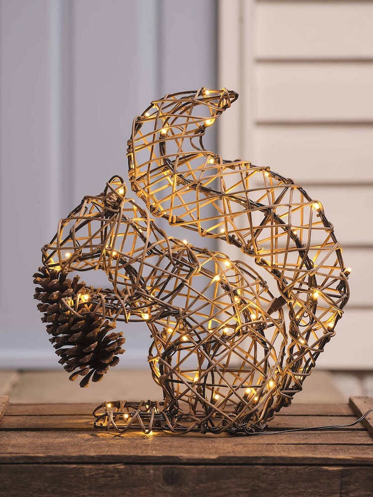 Lights4fun Rattan Sherwood Rattan LED Light Up Squirrel Figure Decoration - Image 1 of 5