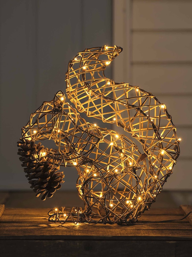 Lights4fun Rattan Sherwood Rattan LED Light Up Squirrel Figure Decoration - Image 2 of 5