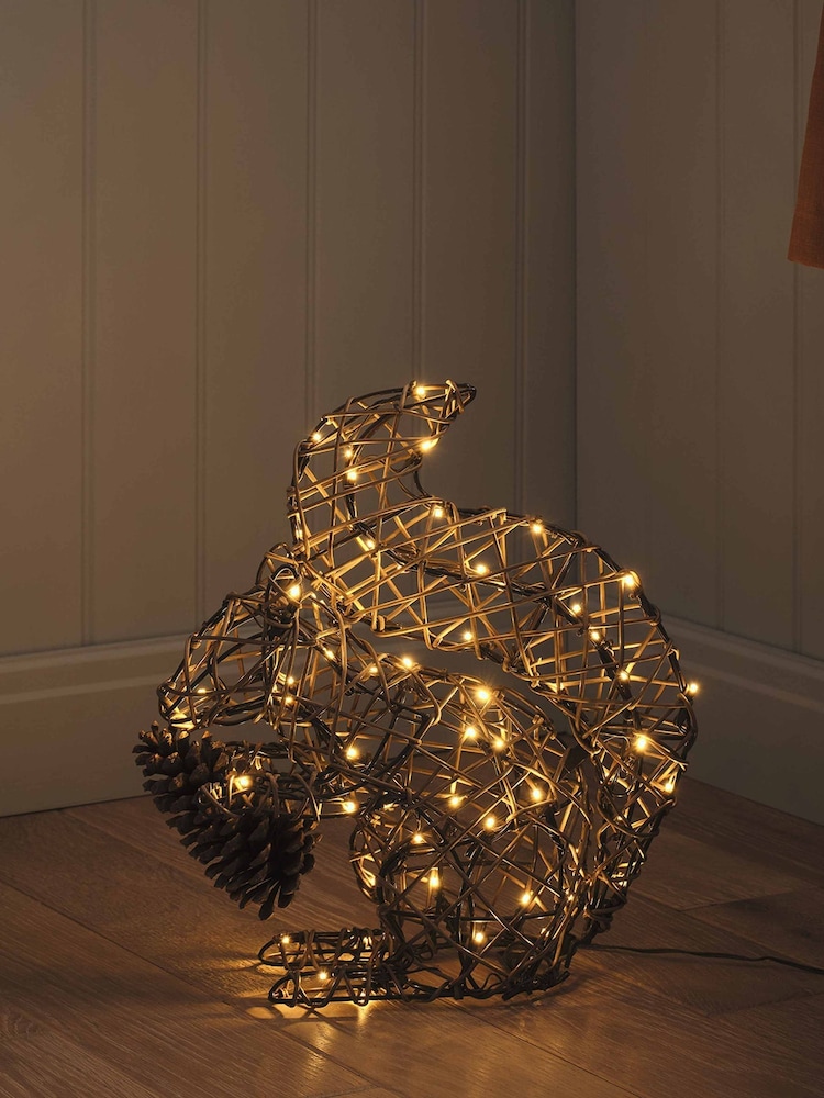 Lights4fun Rattan Sherwood Rattan LED Light Up Squirrel Figure Decoration - Image 5 of 5