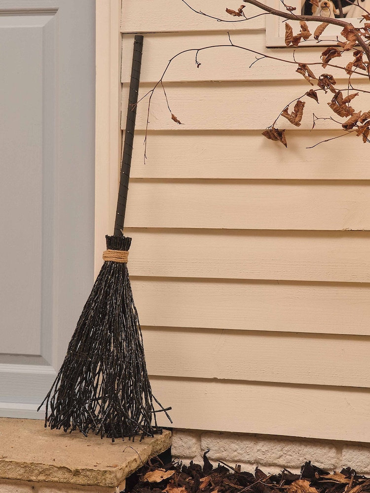 Lights4fun Black Witches Broom With Micro LED Halloween Decoration - Image 2 of 6 Lights4fun Black Witches Broom With Micro LED Halloween Decoration - Image 2 of 6