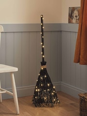 Lights4fun Black Witches Broom With Micro LED Halloween Decoration - Image 5 of 6