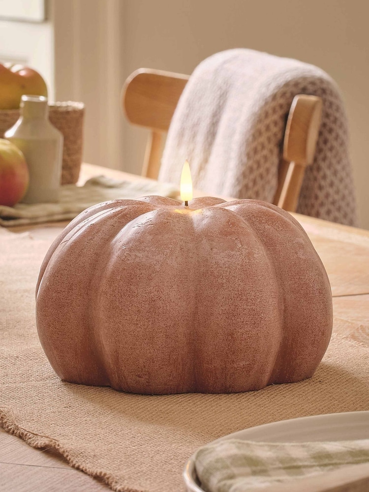 Lights4fun Large Autumn Pumpkin Truglow Candle With Infrared Remote Control - Image 1 of 3 Lights4fun Large Autumn Pumpkin Truglow Candle With Infrared Remote Control - Image 1 of 3