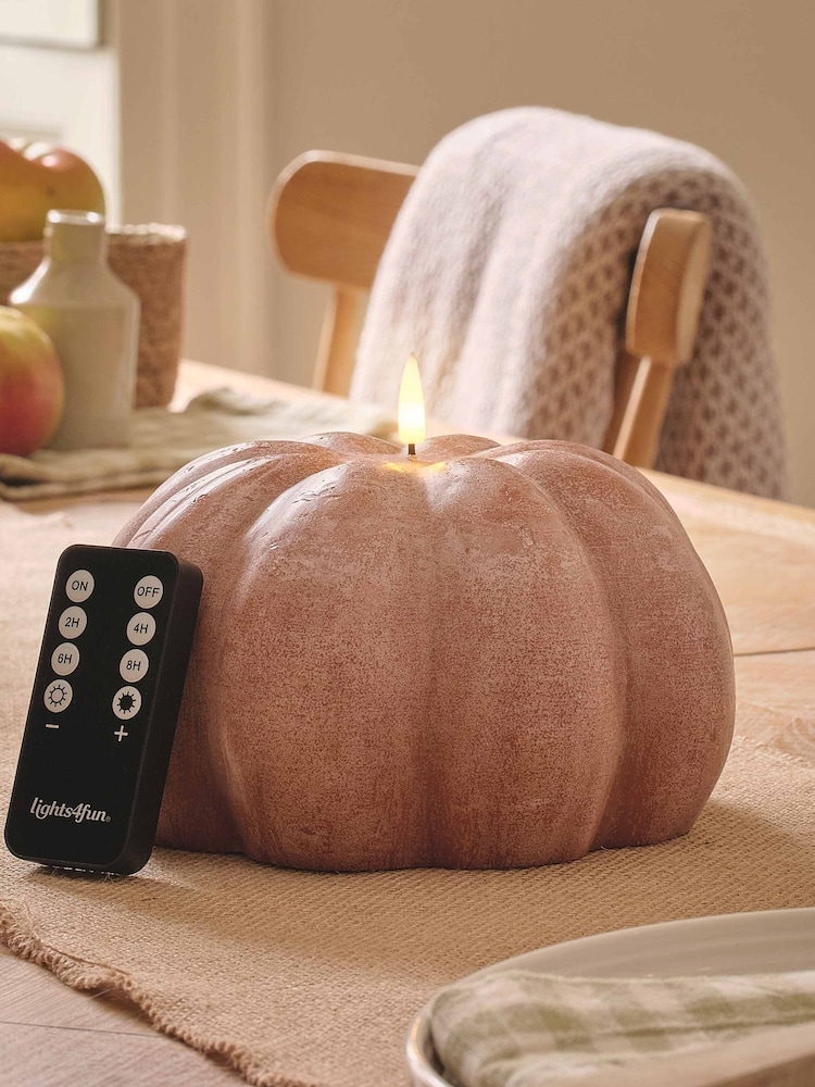 Lights4fun Large Autumn Pumpkin Truglow Candle With Infrared Remote Control - Image 3 of 3 Lights4fun Large Autumn Pumpkin Truglow Candle With Infrared Remote Control - Image 3 of 3
