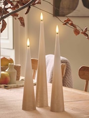 Lights4fun Set of 3 Bronze Tall Slim Cone Candles In Bronze Ombre With Infrared Remote Control - Image 1 of 5