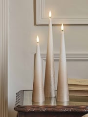 Lights4fun Set of 3 Bronze Tall Slim Cone Candles In Bronze Ombre With Infrared Remote Control - Image 3 of 5