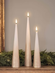 Lights4fun Set of 3 Bronze Tall Slim Cone Candles In Bronze Ombre With Infrared Remote Control - Image 4 of 5
