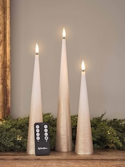 Lights4fun Set of 3 Bronze Tall Slim Cone Candles In Bronze Ombre With Infrared Remote Control - Image 5 of 5