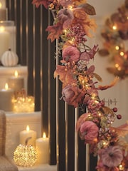 Lights4fun Autumnal Velvet Pumpkin Garland with LED's - Image 3 of 5