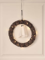 Lights4fun LED Ghost Halloween Wreath - Image 1 of 5