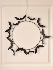 Lights4fun Black Halloween LED Bat Wreath - Image 3 of 3