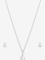 Simply Silver Silver Tone 925 Polished and Cubic Zirconia Gift Boxed Peardrop Set - Image 1 of 5