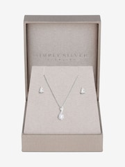 Simply Silver Silver Tone 925 Polished and Cubic Zirconia Gift Boxed Peardrop Set - Image 2 of 5