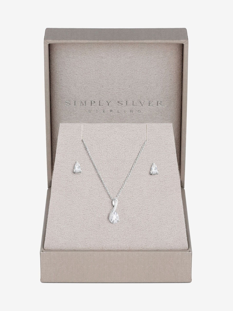 Simply Silver Silver Tone 925 Polished and Cubic Zirconia Gift Boxed Peardrop Set - Image 2 of 5 Simply Silver Silver Tone 925 Polished and Cubic Zirconia Gift Boxed Peardrop Set - Image 2 of 5