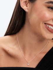 Simply Silver Silver Tone 925 Polished and Cubic Zirconia Gift Boxed Peardrop Set - Image 4 of 5