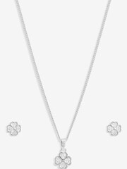 Simply Silver Silver Tone 925 Cubic Zirconia Gift Boxed Clover Set - Image 1 of 6