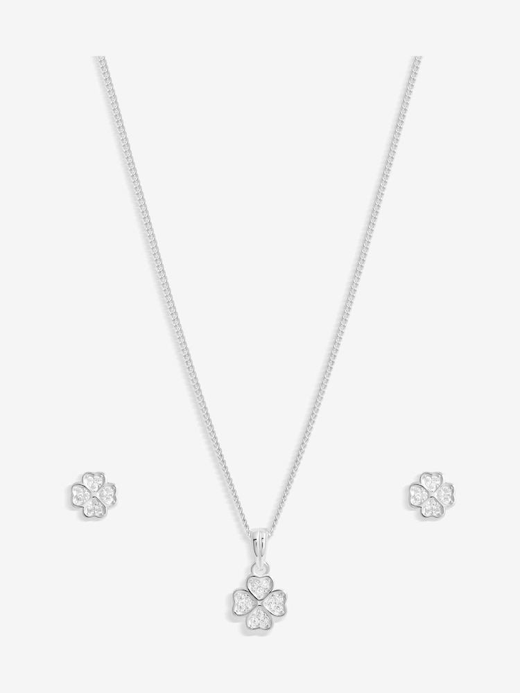 Simply Silver Silver Tone 925 Cubic Zirconia Gift Boxed Clover Set - Image 1 of 6 Simply Silver Silver Tone 925 Cubic Zirconia Gift Boxed Clover Set - Image 1 of 6