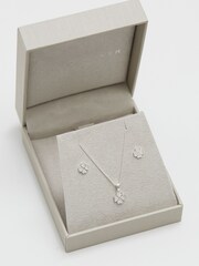 Simply Silver Silver Tone 925 Cubic Zirconia Gift Boxed Clover Set - Image 6 of 6