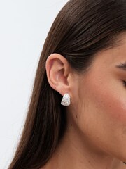Simply Silver Silver Tone 925 Cubic Zirconia Pave Hoop Earrings - Image 2 of 3