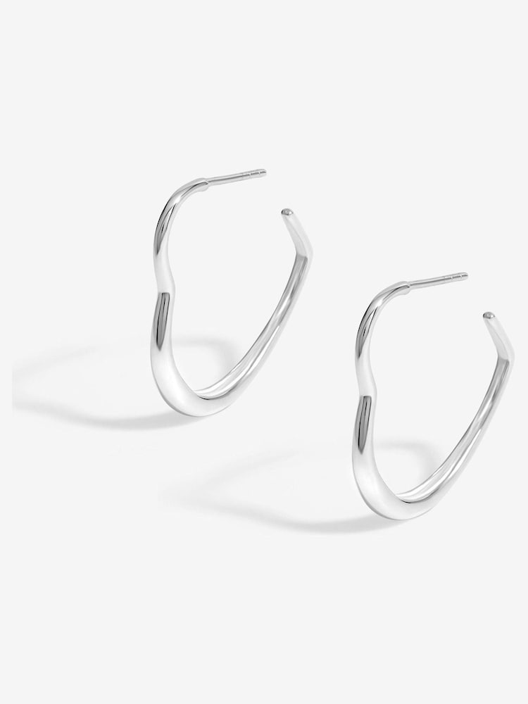 Simply Silver Silver Tone 925 Large Polished Heart Hoop Earrings - Image 1 of 4