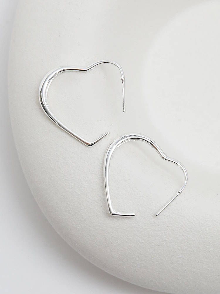 Simply Silver Silver Tone 925 Large Polished Heart Hoop Earrings - Image 2 of 4