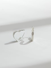 Simply Silver Silver Tone 925 Cubic Zirconia Pave Open Heart Hoop Earrings - Image 2 of 5