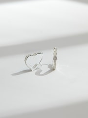 Simply Silver Silver Tone 925 Cubic Zirconia Pave Open Heart Hoop Earrings - Image 3 of 5