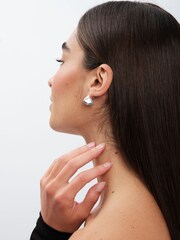 Simply Silver Silver Tone 925 Polished Angular Hoop Earrings - Image 2 of 3