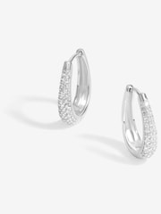 Simply Silver Silver Tone 925 Cubic Zirconia Pave Huggie Hoop Earrings - Image 1 of 3