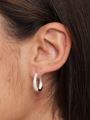 Simply Silver Silver Tone 925 Cubic Zirconia Pave Huggie Hoop Earrings - Image 2 of 3