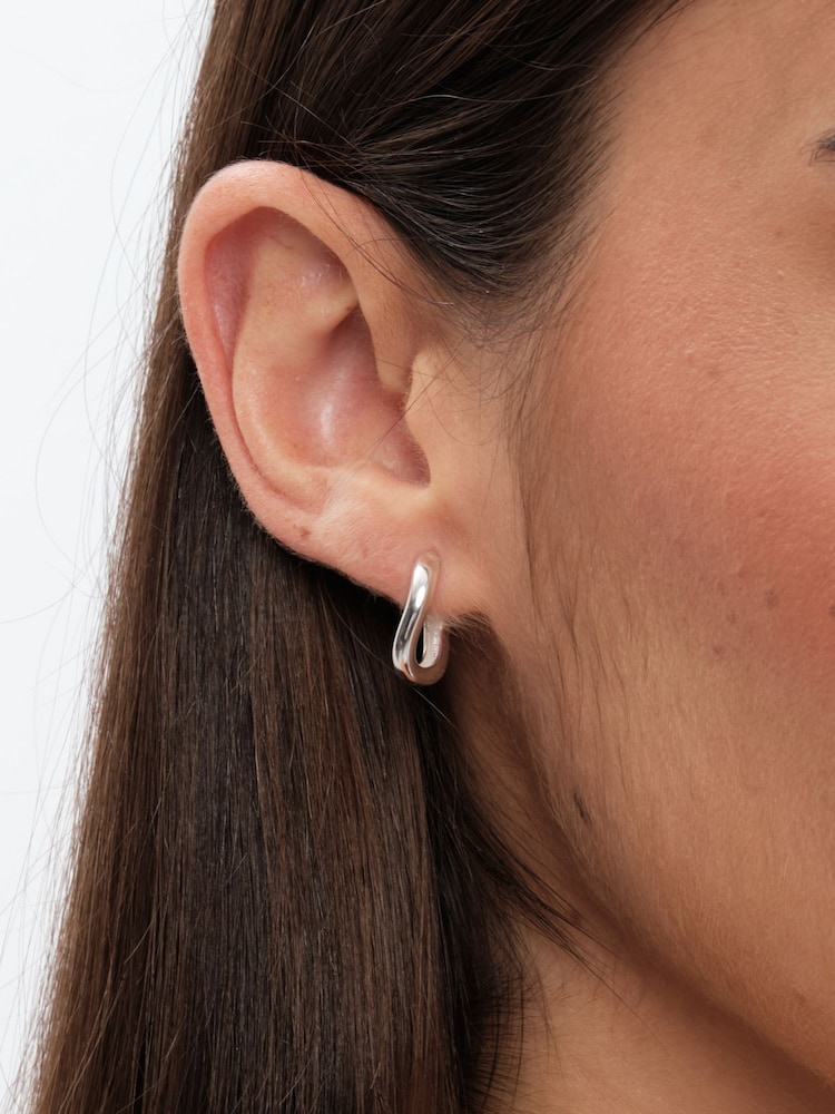 Simply Silver Silver Tone 925 Polished Curve Twist Hoop Earrings - Image 2 of 3 Simply Silver Silver Tone 925 Polished Curve Twist Hoop Earrings - Image 2 of 3