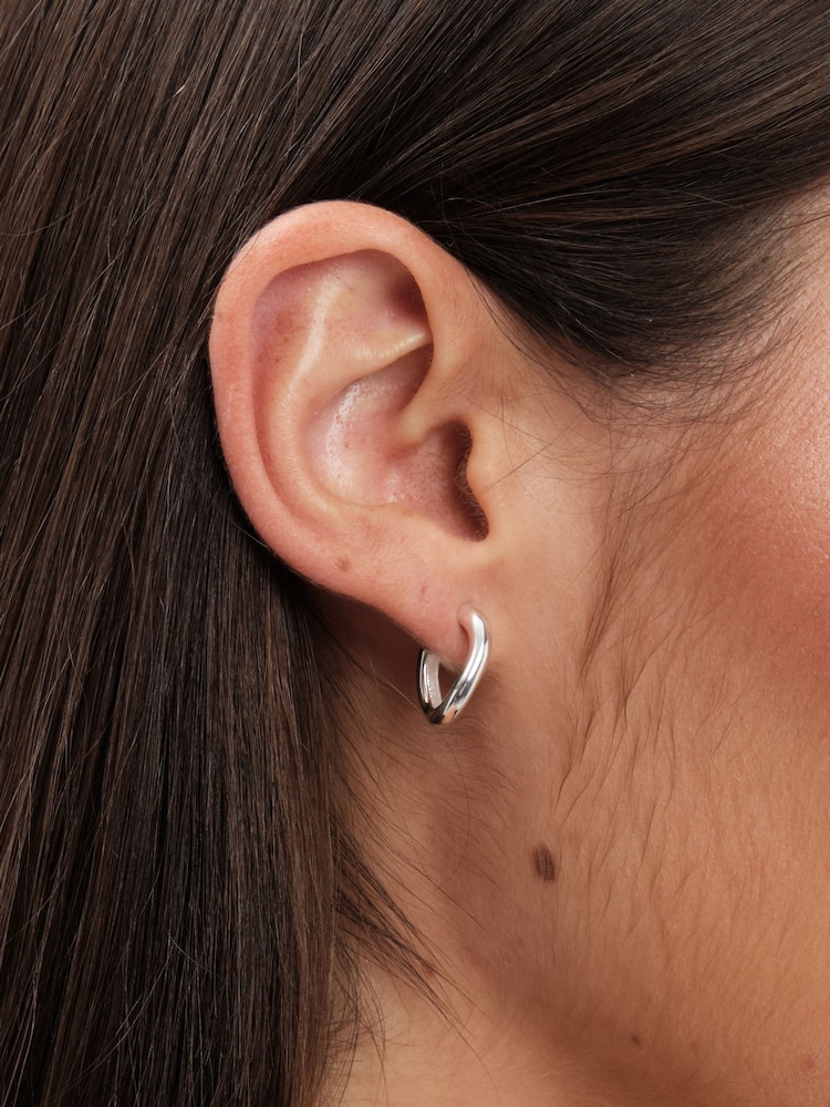 Simply Silver Silver Tone 925 Polished Curve Twist Hoop Earrings - Image 3 of 3 Simply Silver Silver Tone 925 Polished Curve Twist Hoop Earrings - Image 3 of 3