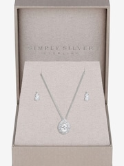 Simply Silver Silver Tone 925 Cubic Zirconia Pave Gift Boxed Pear Set - Image 1 of 4