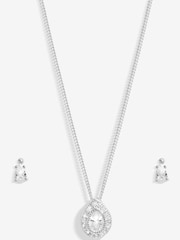 Simply Silver Silver Tone 925 Cubic Zirconia Pave Gift Boxed Pear Set - Image 2 of 4