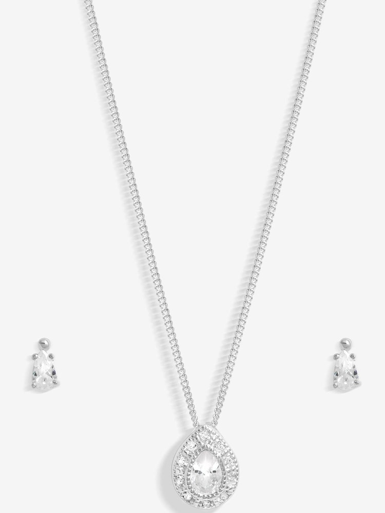 Simply Silver Silver Tone 925 Cubic Zirconia Pave Gift Boxed Pear Set - Image 2 of 4