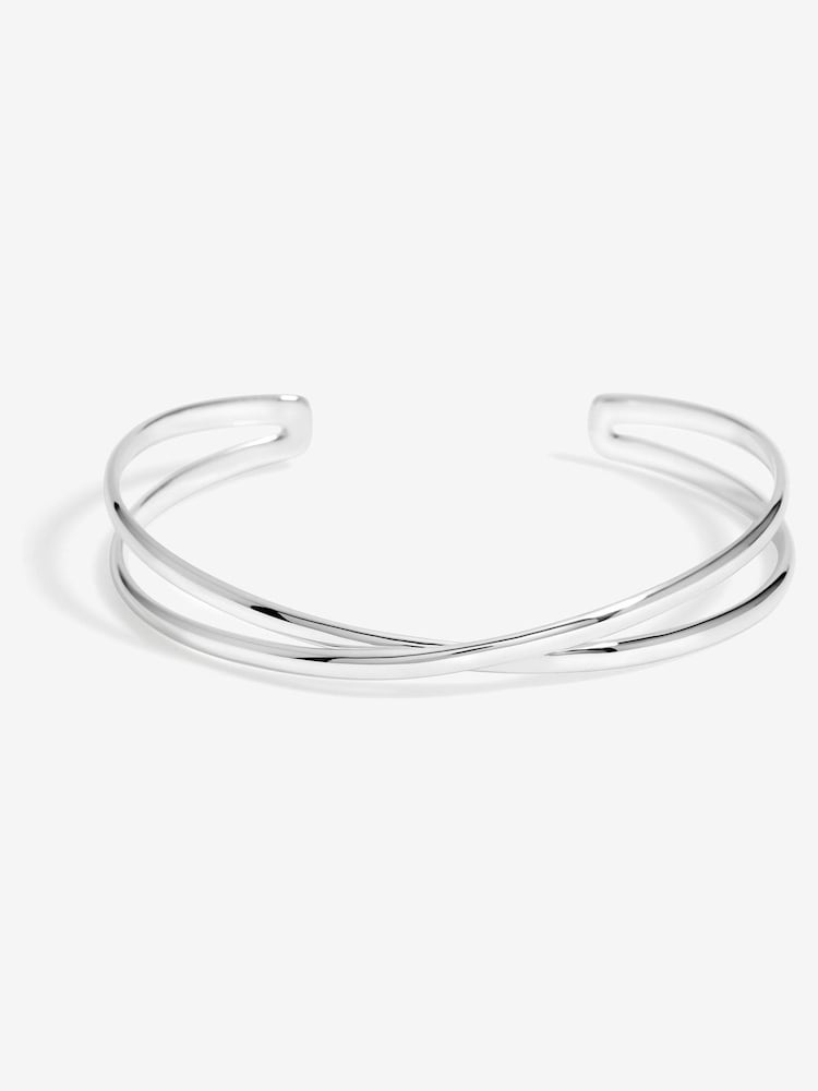 Simply Silver Silver Tone 925 Polished Open Cross-Over Cuffs - Image 1 of 5