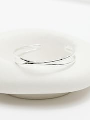 Simply Silver Silver Tone 925 Polished Open Cross-Over Cuffs - Image 2 of 5