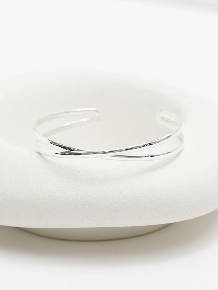 Simply Silver Silver Tone 925 Polished Open Cross-Over Cuffs - Image 2 of 5