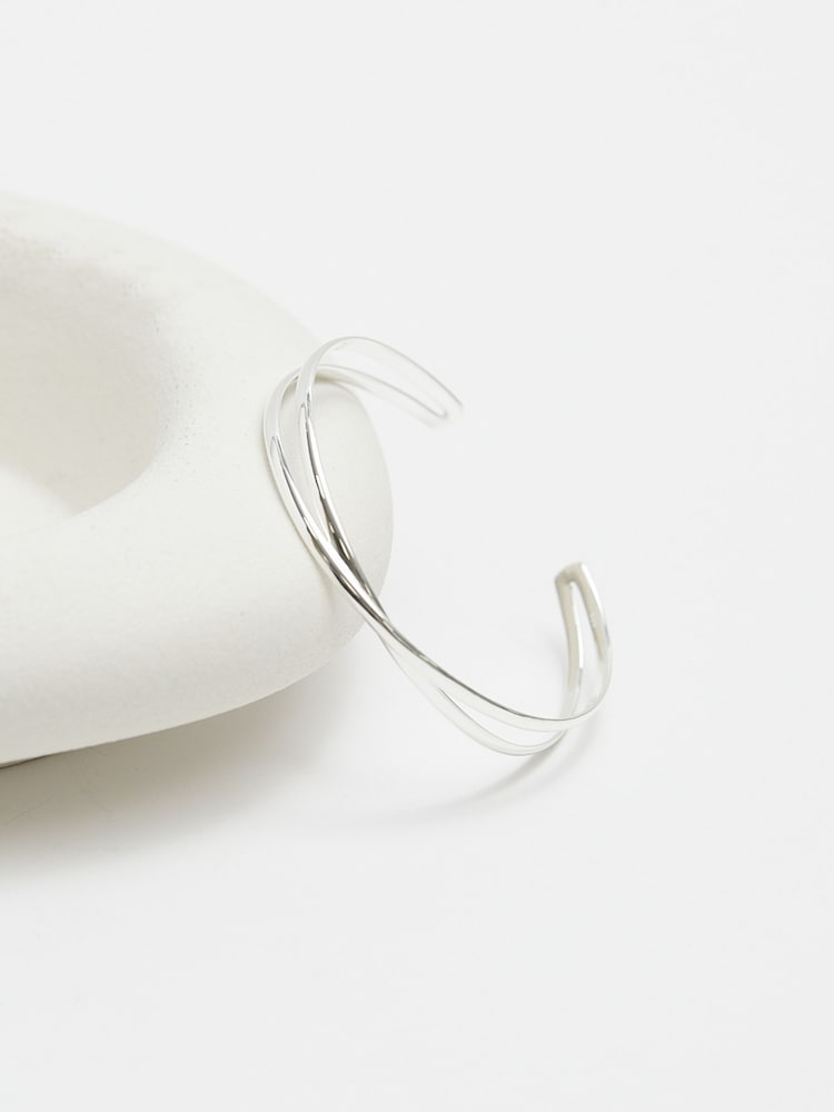 Simply Silver Silver Tone 925 Polished Open Cross-Over Cuffs - Image 5 of 5