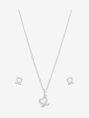 Simply Silver Silver Tone 925 Polished Gift Boxed Open Heart Set - Image 1 of 6