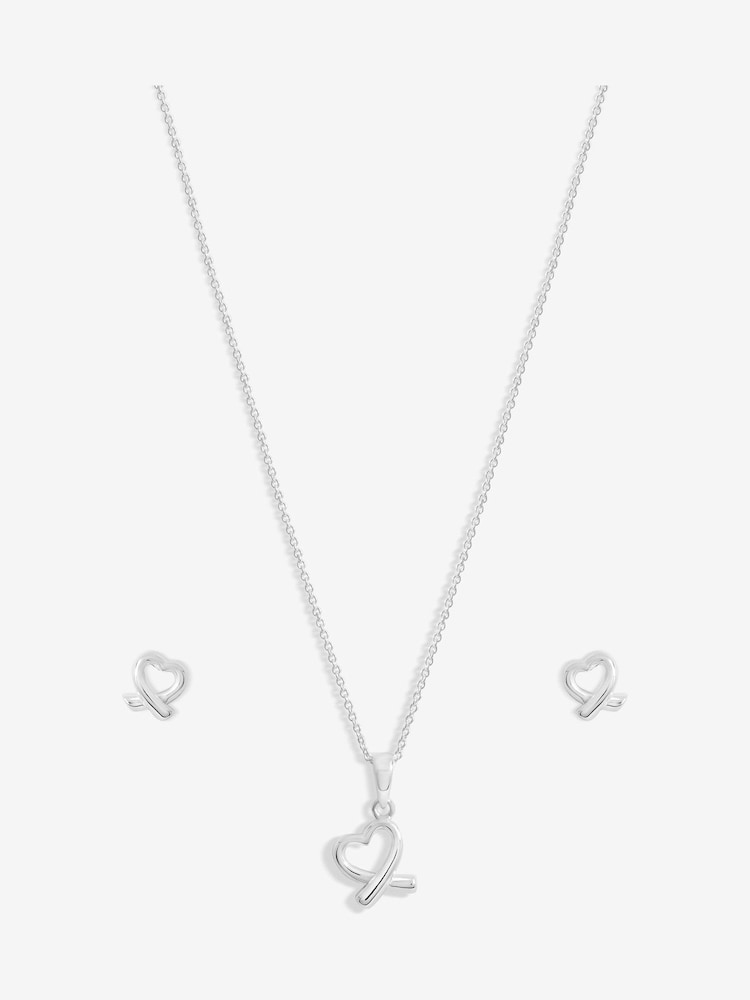 Simply Silver Silver Tone 925 Polished Gift Boxed Open Heart Set - Image 1 of 6