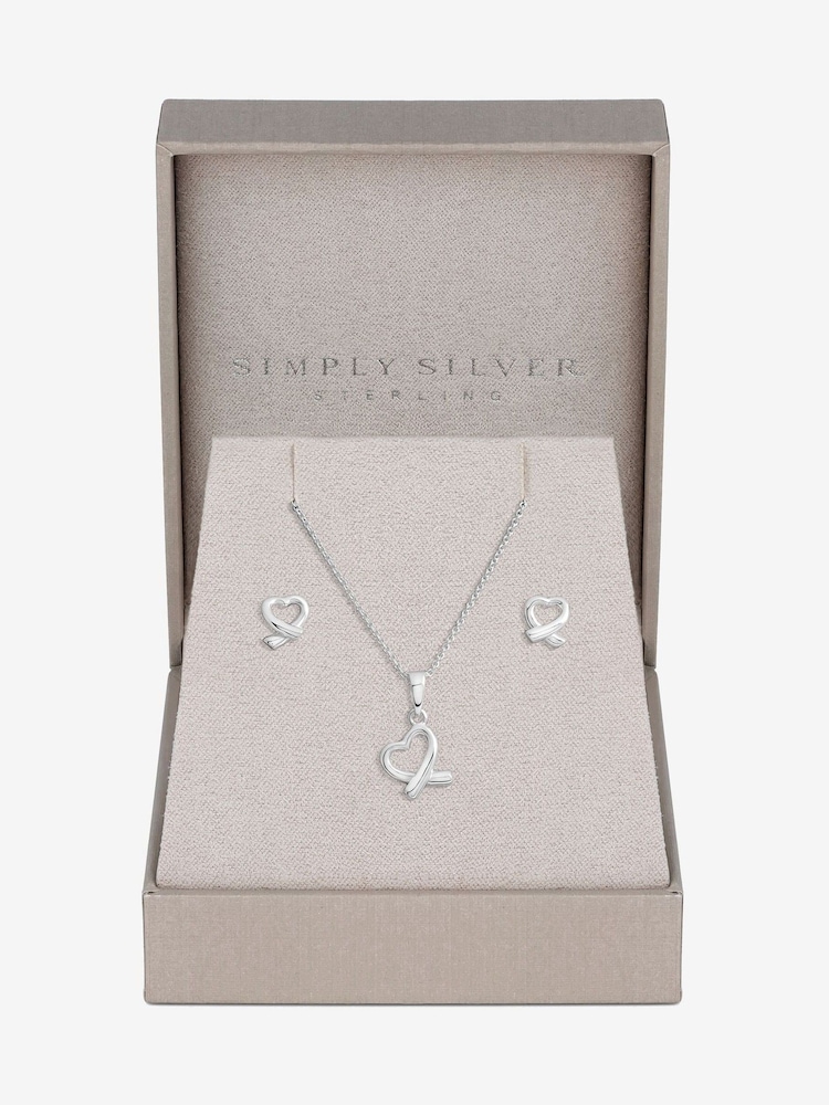 Simply Silver Silver Tone 925 Polished Gift Boxed Open Heart Set - Image 2 of 6