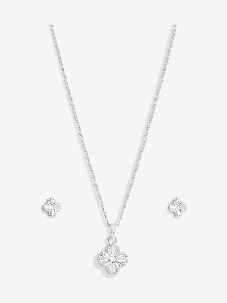 Simply Silver Silver Tone 925 Diamond Cut Gift Boxed Clover Set - Image 1 of 4 Simply Silver Silver Tone 925 Diamond Cut Gift Boxed Clover Set - Image 1 of 4