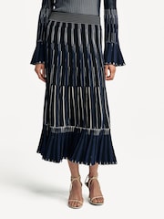 Simkhai Blue Emerie Pleated Midi Skirt - Image 1 of 5