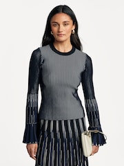 Simkhai Blue Aris Rib Long Sleeve Top - Image 1 of 4